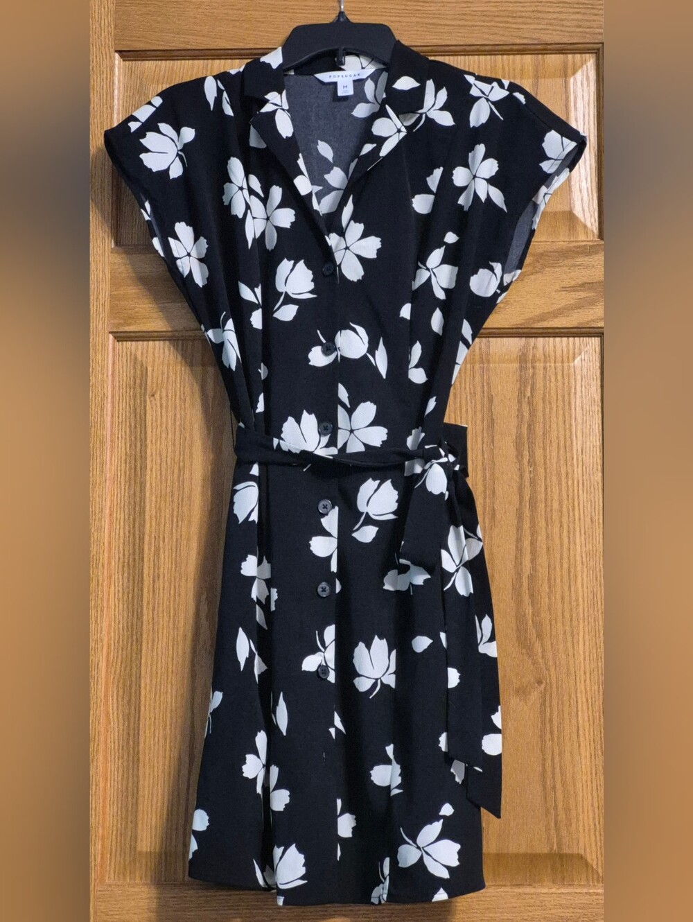 POPSUGAR Black and White Floral Button-Front Mini Dress